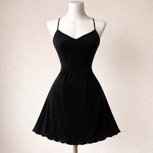 NWT Ujena Womens Black Ruffle Cut Out Back Strappy Midi Dress Sz 1X Beach Party